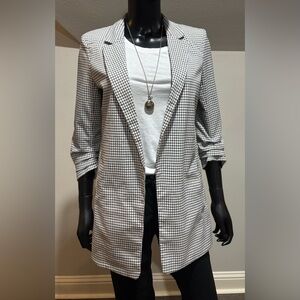 Rachel Zoe black & white window pane check blazer jacket S small